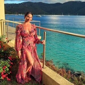 Free People For Love & Lemons Annie Ruffles Romantic Printed Maxi Dress S